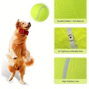 NEW GIANT TENNIS BALL DOG TOY INFLATABLE 9.5" OR KID TO PLAY CATCH / TRAMPOLINE